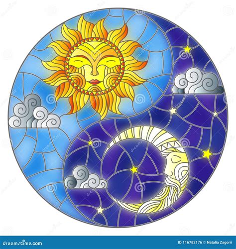 Sun And Moon In Yin Yang Symbol Vector Illustration | CartoonDealer.com #21532090