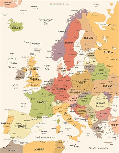 Los 7 mejores mapas de Europa para imprimir - Etapa Infantil