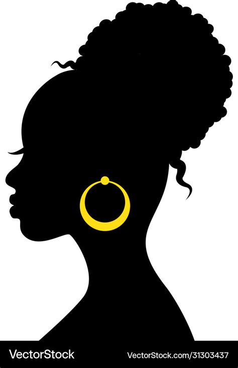 Black silhouette head an african woman Royalty Free Vector