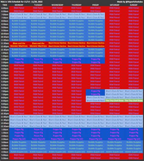 The Nick Jr. Schedule! by BobCardsForever on DeviantArt