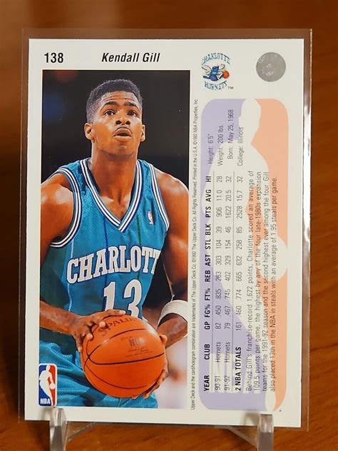 1992-93 Upper Deck Basketball Card Kendall Gill Charlotte Hornets #138 | eBay