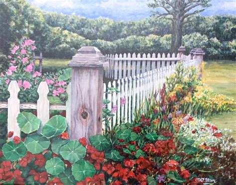 Flowers and Fences Original Acrylic Landscape Painting - Etsy