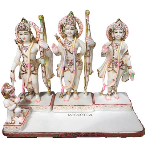 Buy Ram Darbar Statue, Large 12 inches Jewelry Studded Shringar White Marble Ram Sita Laxman ...