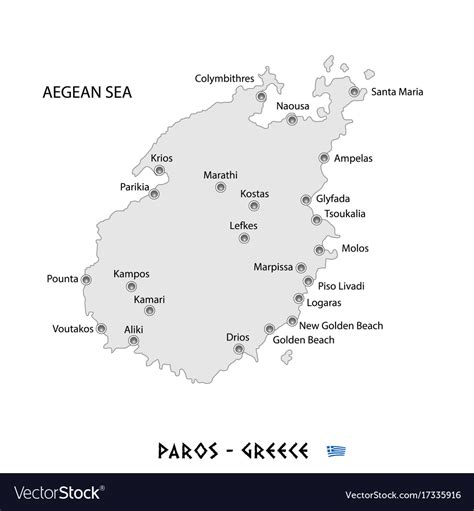 Island of paros in greece white map Royalty Free Vector