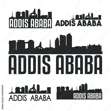 Addis Ababa Ethiopia Flat Icon Skyline Vector Silhouette Design Set Landmark Logo. Stock Vector ...