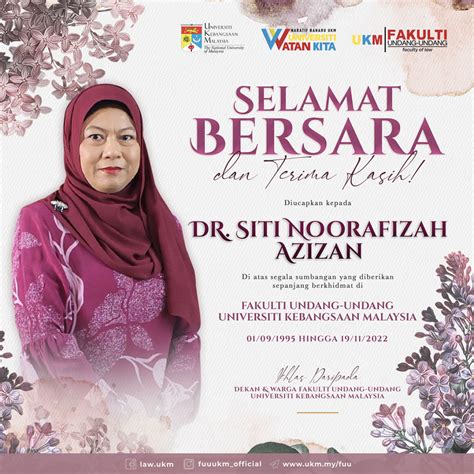 SELAMAT BERSARA DAN TERIMA KASIH diucapkan kepada DR. SITI NOORAFIZAH ...