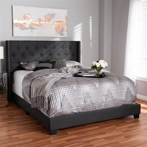 Baxton Studio Brady Modern and Contemporary Charcoal Gray Fabric Upholstered King Size Bed ...