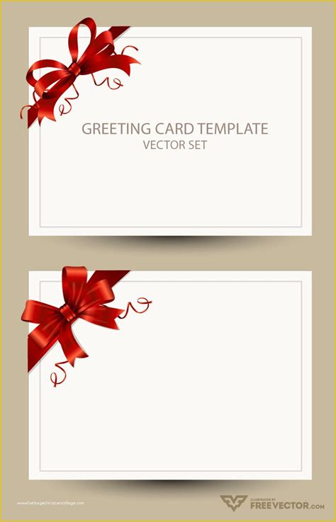 Free Printable Christmas Card Templates Of Freebie Greeting Card Templates with Red Bow – Ai Eps ...