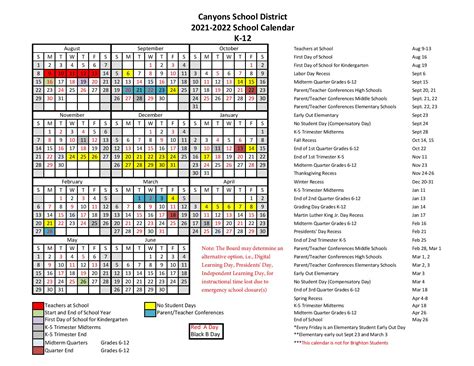 Canyons School District Calendar 2021-2022 & Holidays