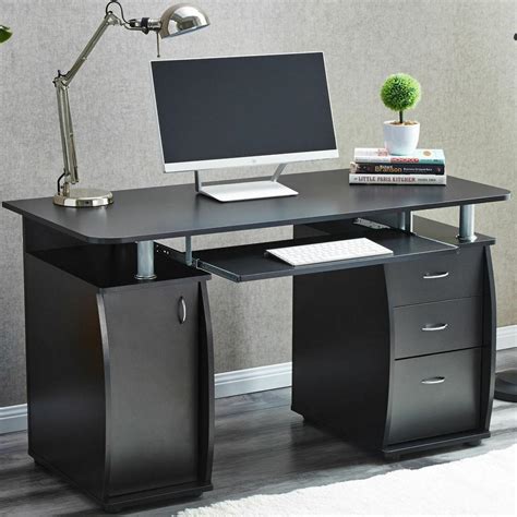 Computer Desk PC Laptop Writing Table Workstation with Stroage Drawers Shelf | eBay