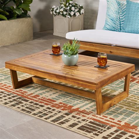 Hannah Outdoor Acacia Wood Coffee Table – GDF Studio