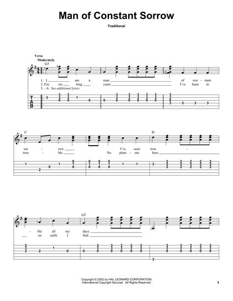 Man Of Constant Sorrow | Sheet Music Direct