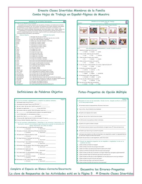 Family Members Combo Activities Spanish Worksheets | Teaching Resources