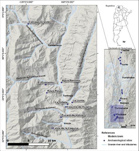 Map of the south central sector of the Quebrada de Humahuaca. | Download Scientific Diagram