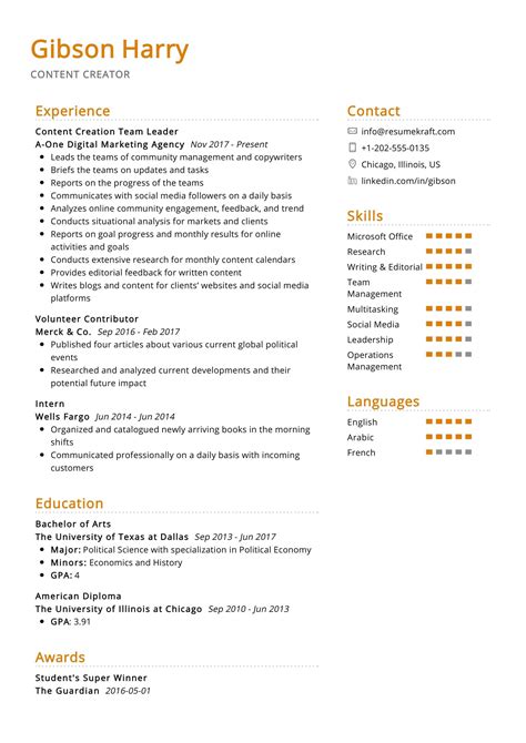 Content Creator Resume Sample in 2025 - ResumeKraft