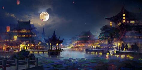 yanjing city, Zp Zhang | Fantasy landscape, Fantasy art, Fantasy art ...