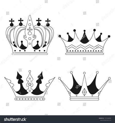 Crown Vector Black Silhouette Set Isolated Stock Vector (Royalty Free ...