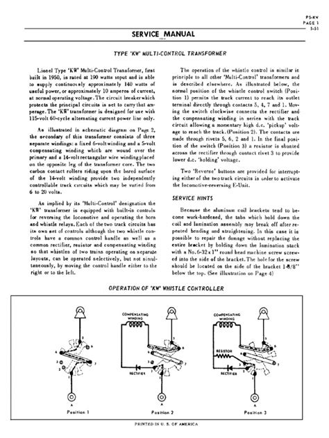 Lionel KW Transformer Service Manual | PDF