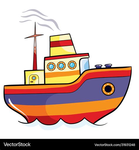 Color ship cartoon isolated object on a white Vector Image