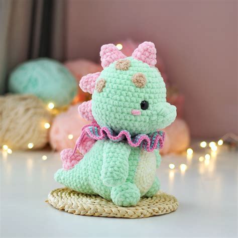 Crochet Chubby Dino Plushie Pattern, Easy Crochet Amigurum - Inspire Uplift