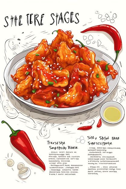 Premium AI Image | Design of General Tsos Chicken Menu Bold Red Color ...