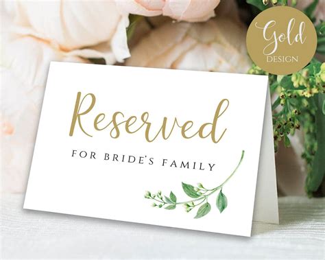 Wedding Table Signs Template