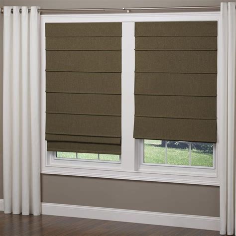 Elegant Home Fashions Taupe Cordless Blackout Tailored Fabric Roman Shades 23 in. W x 64 in. L ...