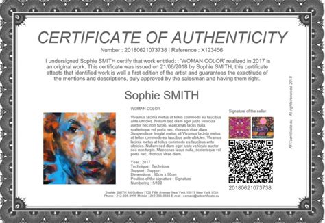 Certificate Of Authenticity Art Template For Your Needs