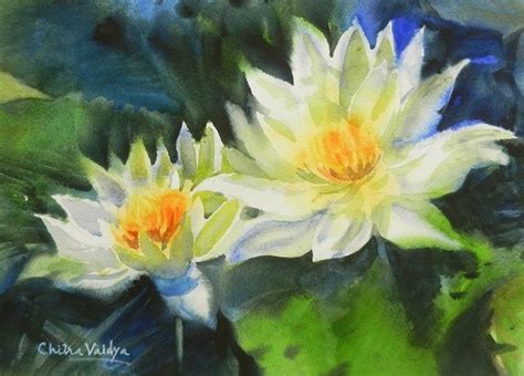 White Lotus, Painting by Professional Artist Chitra Vaidya