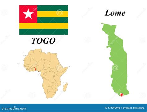 Capitale De Carte De Drapeau Du Togo Illustration de Vecteur - Illustration du continent, pays ...