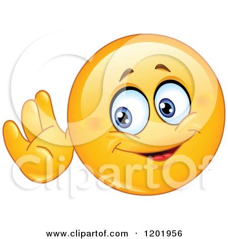 Cartoon of a Yellow Emoticon Smiley Cupping His Ear and Listening - Royalty Free Vector Clipart ...