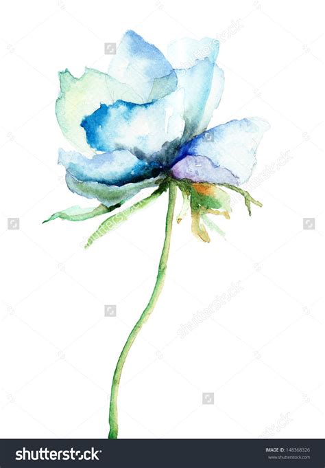 blue flower illustration | Blue flower painting, Watercolor flowers paintings, Flower painting