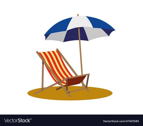 Beach chair with umbrella isolated Royalty Free Vector Image