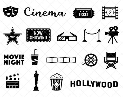 Movie Clip Art Cinema Film Vector Art Hollywood Silhouette - Etsy