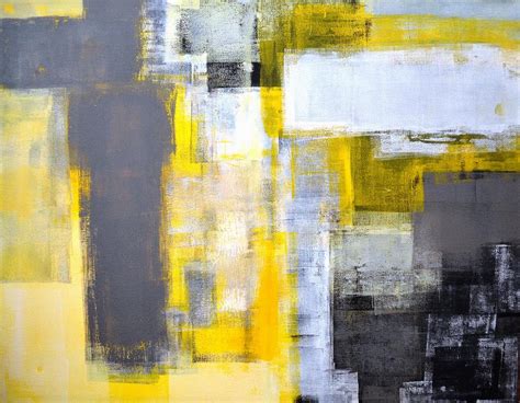 Busy Busy - Grey and Yellow Abstract Art Painting Painting by CarolLynn Tice - Pixels