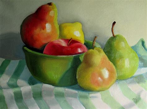 Nel's Everyday Painting: Green Bowl with Fruit - SOLD | Fruit, Green ...