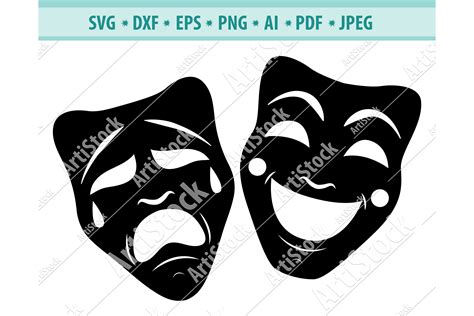 Comedy Tragedy svg, Theatrical mask Png, Theater Dxf, Eps (571857 ...