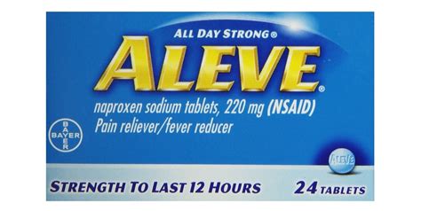 Aleve Tablets with Naproxen Sodium, 220mg Pain Reliever 24ct, Blue ...