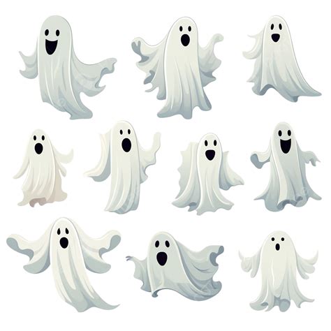 Ghost Vector Flat Illustration Halloween Decoration Flying Phantoms Scary Ghost Characters ...
