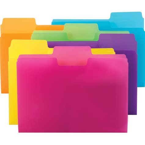 Smead, SMD10515, SuperTab Poly File Folders, 18 / Pack, Yellow,Orange,Blue,Pink,Purple,Green ...