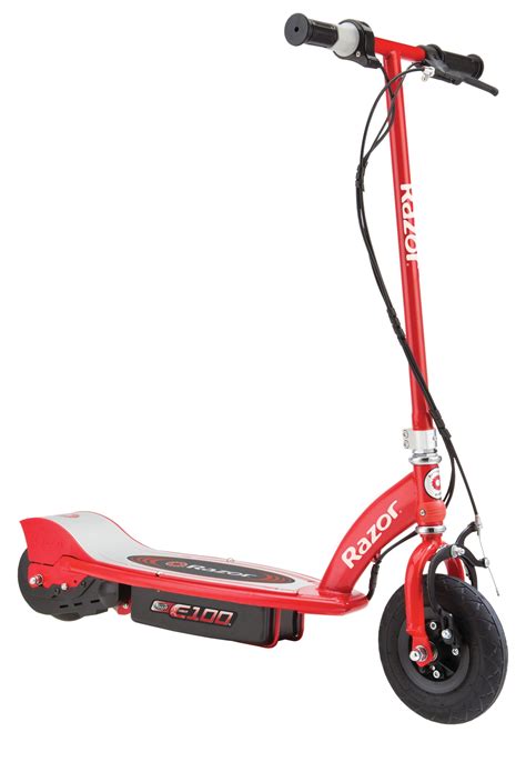 Razor E100 Electric Scooter - Red, for Kids Ages 8+ and up to 120 lbs, 8" Pneumatic Front Tire ...