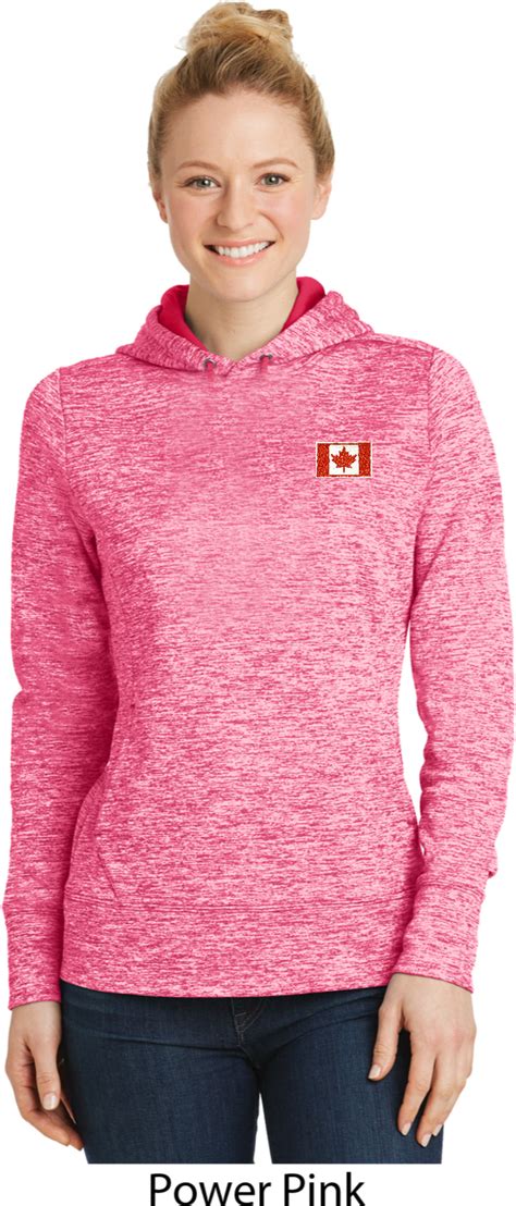 Canada Flag Patch Pocket Print Ladies Dry Wicking Hoodie - Canada Flag ...