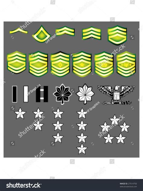 Us Army Rank Insignia Officers Enlisted Stock Vector (Royalty Free ...