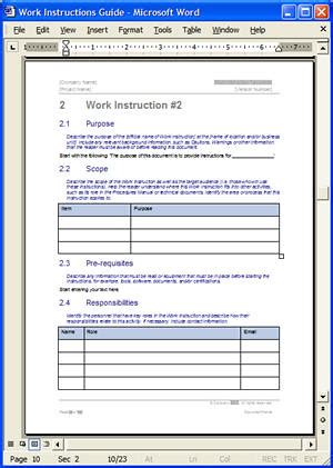MS Word - Work Instructions Template Example | Work Instruct… | Flickr - Photo Sharing!