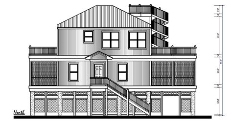 Three story residential house front elevation autocad drawing - Cadbull