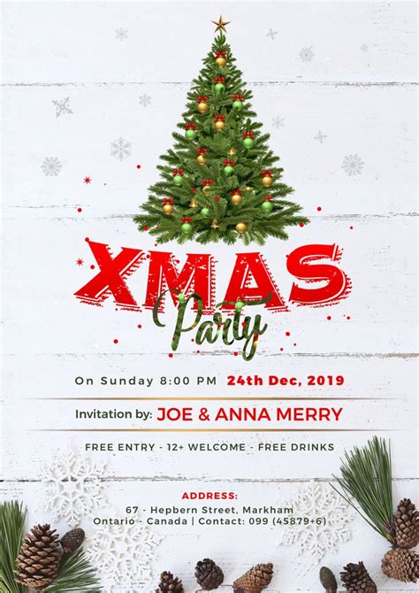 Free Christmas Party Flyer Design Template 2019 in PSD Format - Designbolts