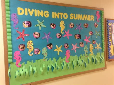 June - preschool bulletin board Beach Bulletin Boards, Toddler Bulletin Boards, Birthday ...