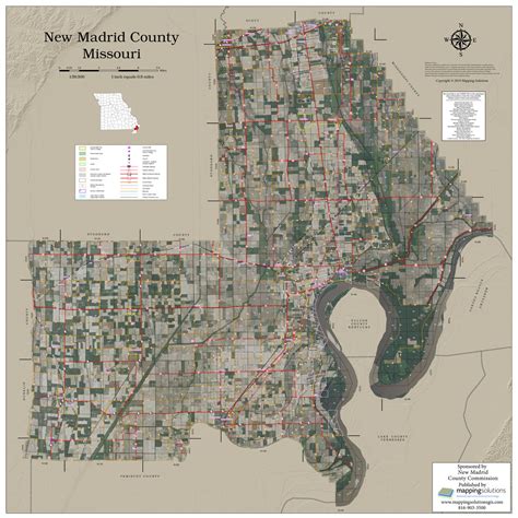 New Madrid County Missouri 2023 Aerial Wall Map | Mapping Solutions