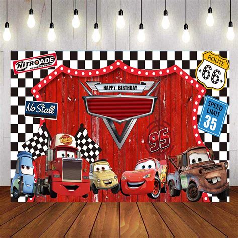 Cars Birthday Backdrop For Boys Photography Baby Shower Kids Birthday Red Background Birthday ...