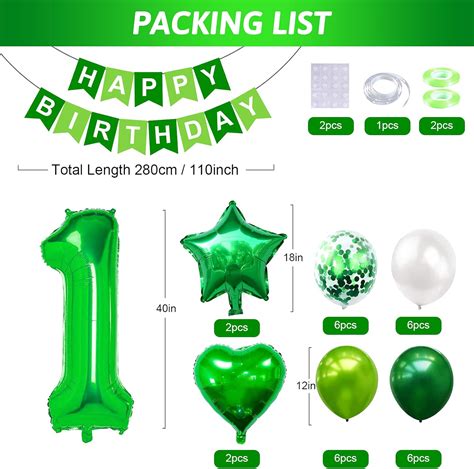 1st Birthday Decorations for Boy, 1 Balloons Birthday Boy, 1st Birthday Balloons for Boys, Green ...